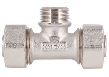 Трійник латунний 20х1/2"Зх20 нікельований для металопласт. труб SD160W201520 SD Plus