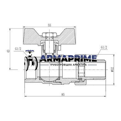Кран латунний муфтовий з американкою ВН Thermo Alliance Ду15 Ру40