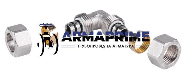 Кут латунний 20х20 нікельований для металопласт. труб SD155W2020 Thermo Alliance