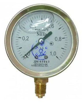 Манометр глицериновый ДМ 05063-05-Г радиальный 2,5 МПа кл. 2,5 G1/4"