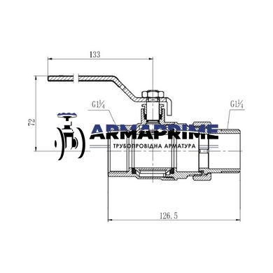 Кран латунный муфтовый с американкой ВН SD Forte Ду32 Ру40