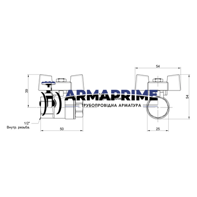 Кран латунный муфтовый ВВ Thermo Alliance Ду15 Ру40