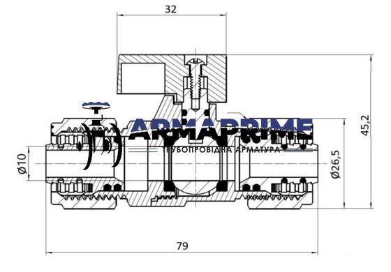 Кран кульовий 16х16 нікел., PN40 для М/П труб SF263W15 Thermo Alliance