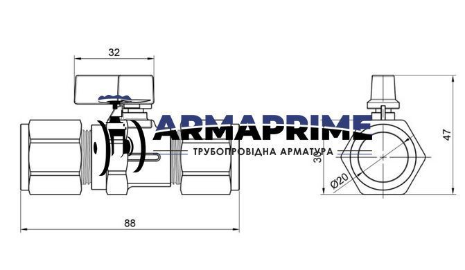 Кран шаровой 20х20, PN40, для М/П труб SF263W20 SD Forte