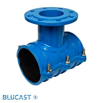 Врезной хомут фланцевый DN 110/50 PN16 BLUCAST для ПЭ и ПВХ труб