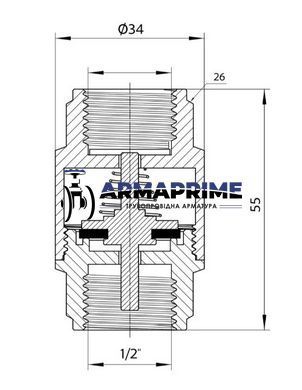 Обратный клапан муфтовый латунный Thermo Alliance Ду15 Ру40