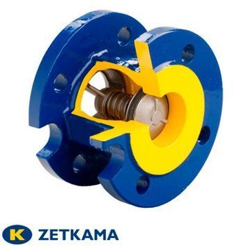 Обратный клапан фланцевый подпружиненный чугунный ZETKAMA 402 Ду250 Ру16
