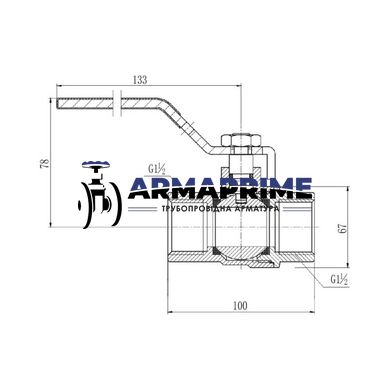 Кран латунный муфтовый ВВ (газ) SD Forte Ду40 Ру40