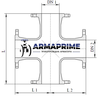 Хрестовина фланцева чавунна Ду100х50