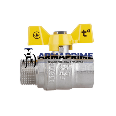 Кран латунний муфтовий ВН (газ) Thermo Alliance Ду20 Ру40