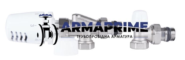 Термокомплект для радіатора (осьовий) 1/2"x1/2" з антіпротіканням Icma