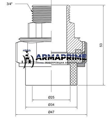 Американка ППР Ду25х3/4" наружная резьба Thermo Alliance