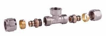 Тройник разборной 16х1/2"Вх16 никель SF177W161516 SD Forte