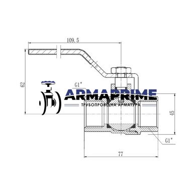 Кран латунный муфтовый ВВ (газ) SD Forte Ду25 Ру40