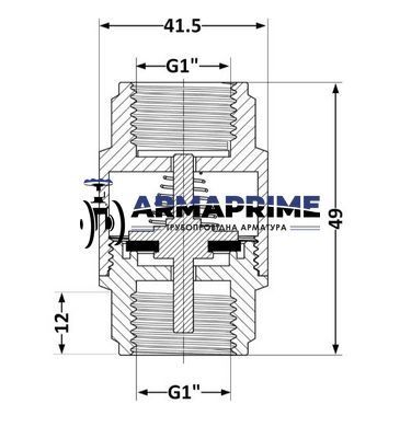 Обратный клапан муфтовый латунный Thermo Alliance Ду25 Ру40