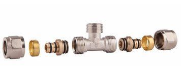 Трійник розбірний 16х1/2"Зх16 нікельований SF178W161516 SD Forte