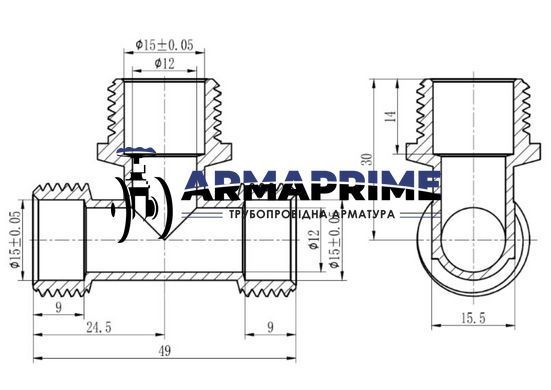Тройник разборной 16х1/2"Нх16 никель SF178W161516 Thermo Alliance