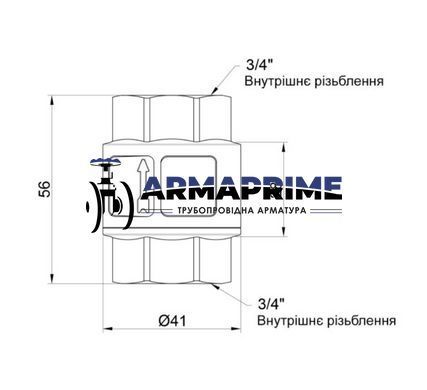 Обратный клапан муфтовый латунный Thermo Alliance Standart Ду20 Ру40