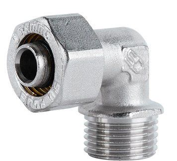 Угол латунный 16х1/2"Н никелированный для металопласт. труб SD157W1615 SD Plus