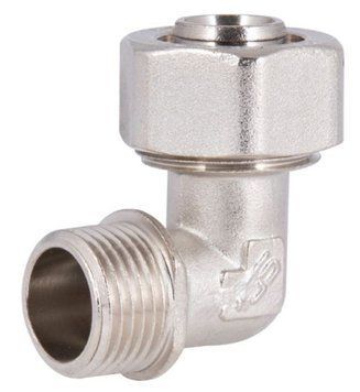 Кут латунний 20х1/2"З нікельований для металопласт. труб SD157W2015 SD Plus