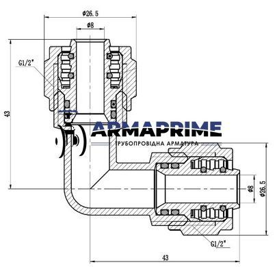 Кут розбірний 16х16 нікельований SF173W1616 Thermo Alliance